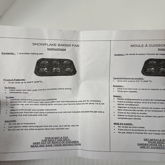 2 AVON Snowflake Baking Pan Carbon Steel w/Nonstick Coating 10 1/2" L x 7 1/2" W - Picture 4 of 6